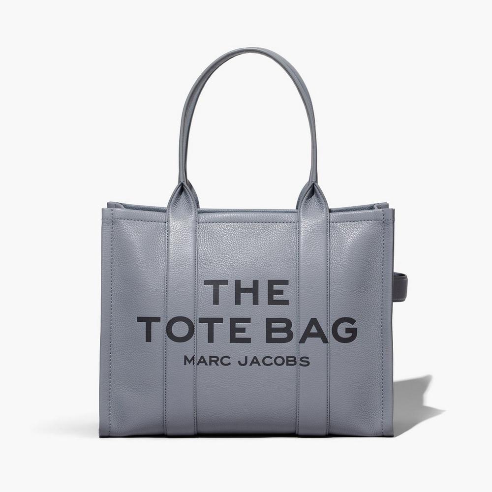 Marc Jacobs Leather Large Women's Tote Bag Wolf Grey Australia | JFE-523968