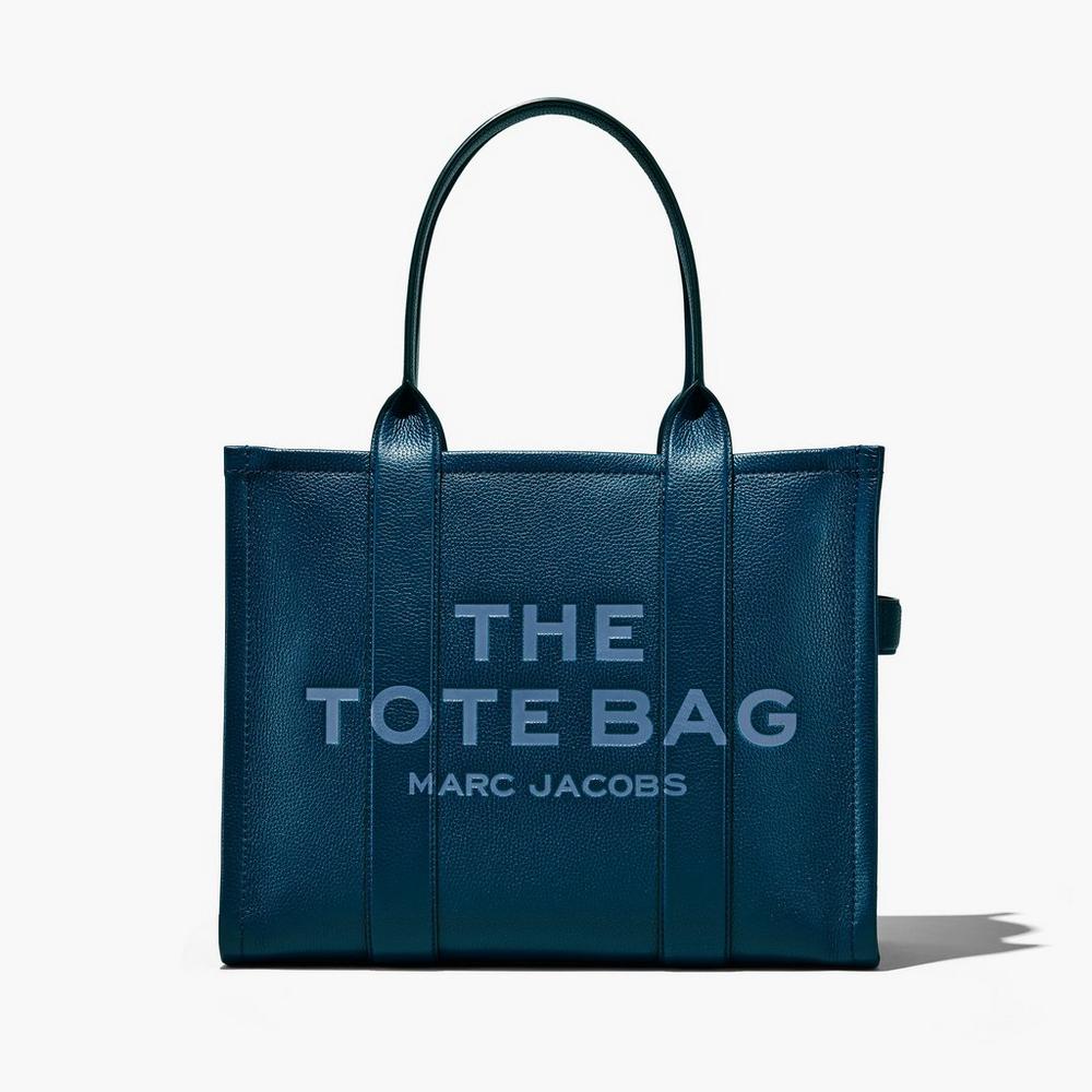 Marc Jacobs Leather Large Women's Tote Bag Blue Sea Australia | TLD-076358