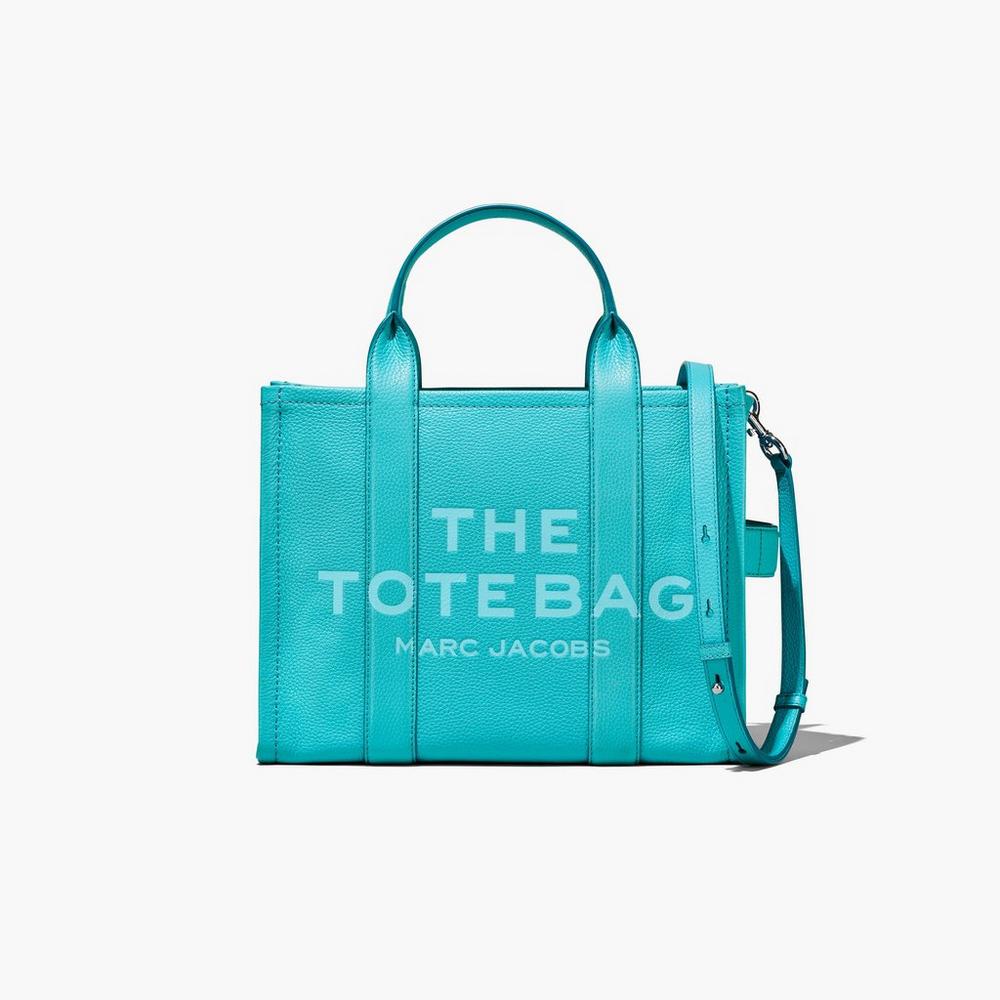 Marc Jacobs Leather Medium Women's Tote Bag Darkturquoise Australia | REO-821340