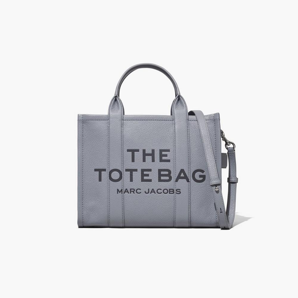 Marc Jacobs Leather Medium Women's Tote Bag Wolf Grey Australia | SXF-862413