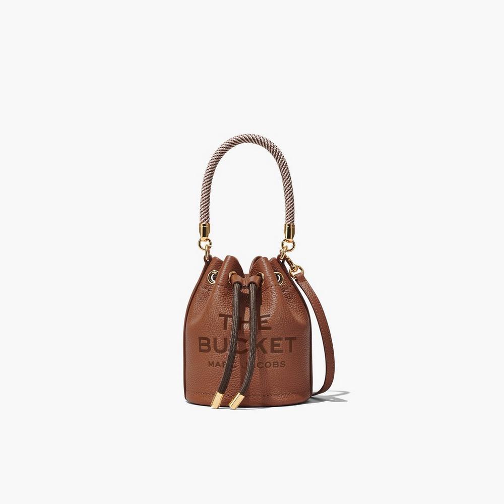 Marc Jacobs Leather Micro Women's Bucket Bag Brown Australia | MUS-804963