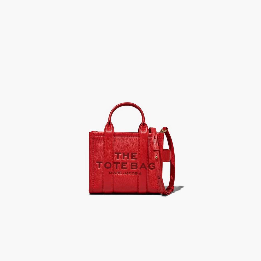 Marc Jacobs Leather Micro Women's Tote Bag True Red Australia | ROT-529074