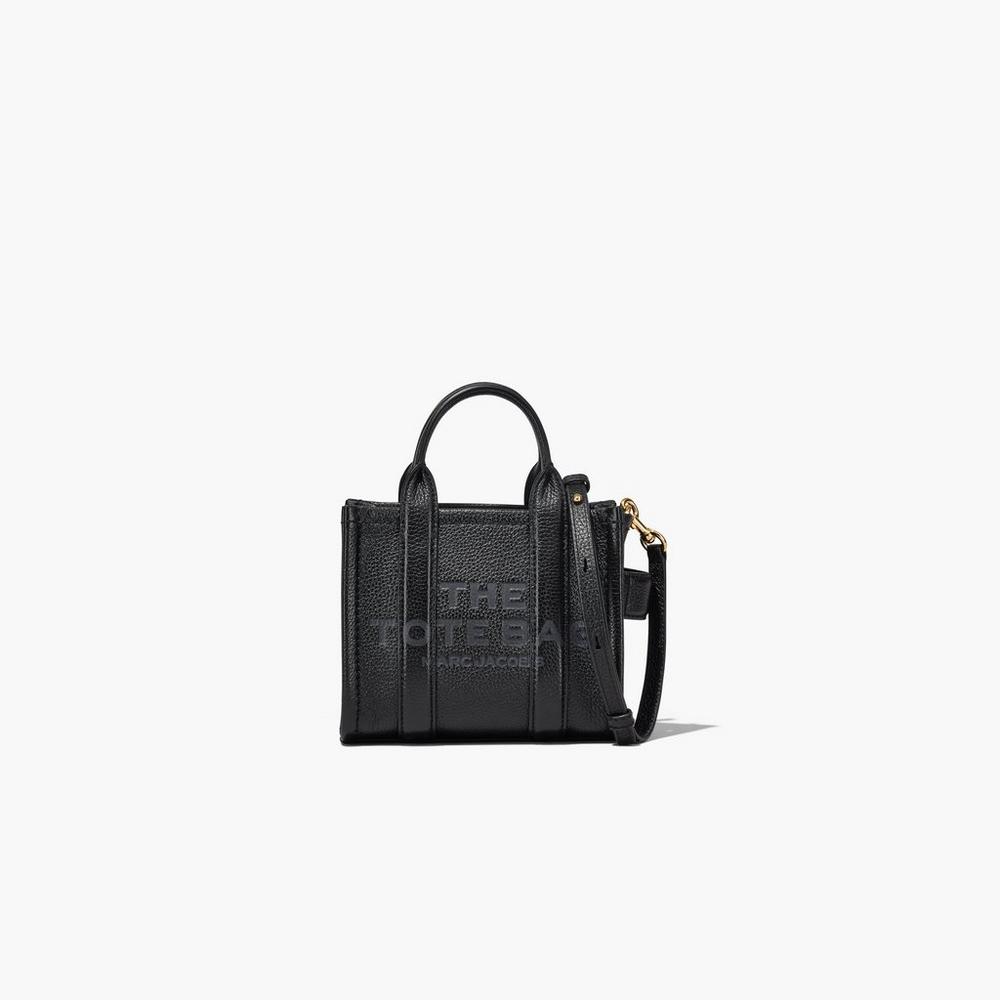 Marc Jacobs Leather Micro Women's Tote Bag Black Australia | TEW-807563