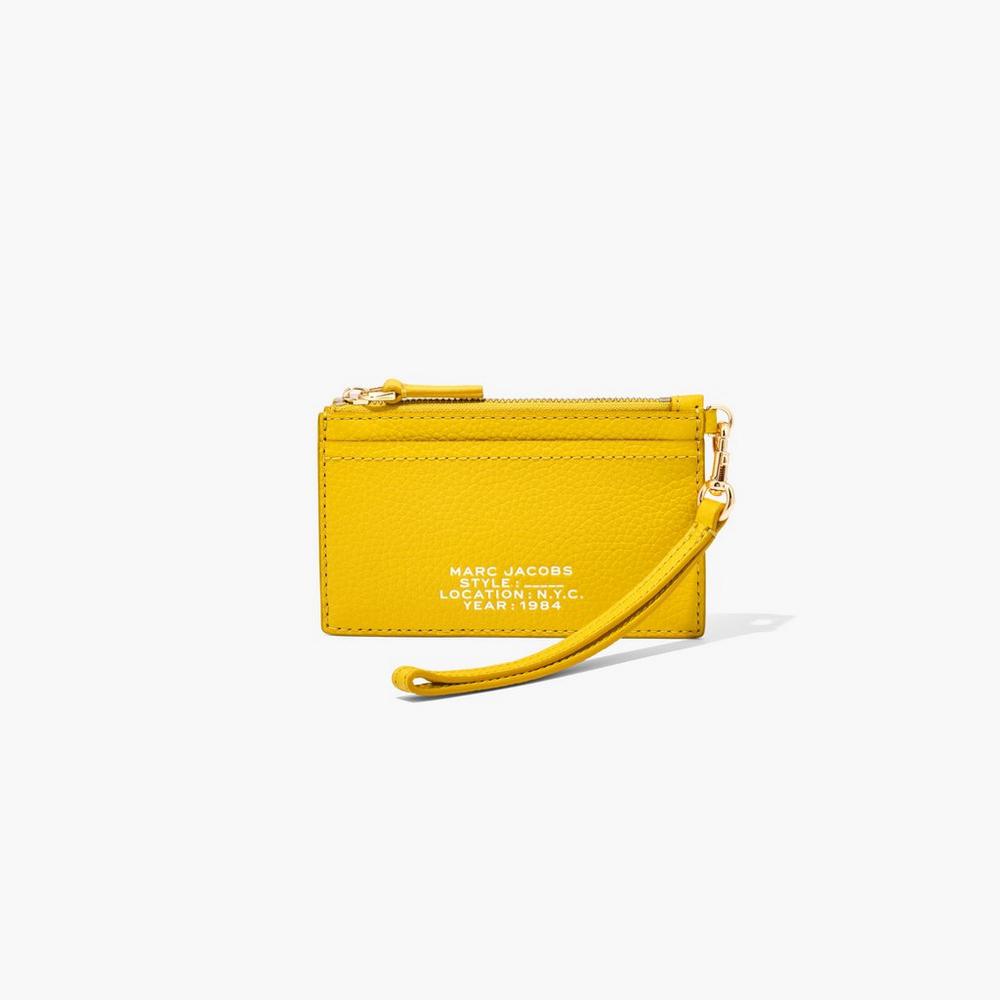 Marc Jacobs Leather Top Zip Wristlet Women's Small Wallets Yellow Australia | PHL-814537