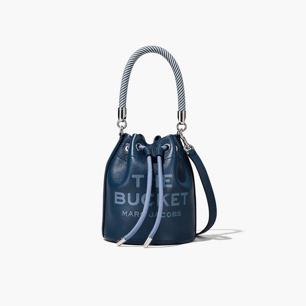 Marc Jacobs Leather Women's Bucket Bag Blue Sea Australia | DOA-716584