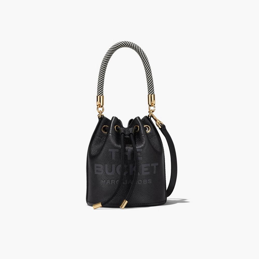 Marc Jacobs Leather Women's Bucket Bag Black Australia | EJC-206381