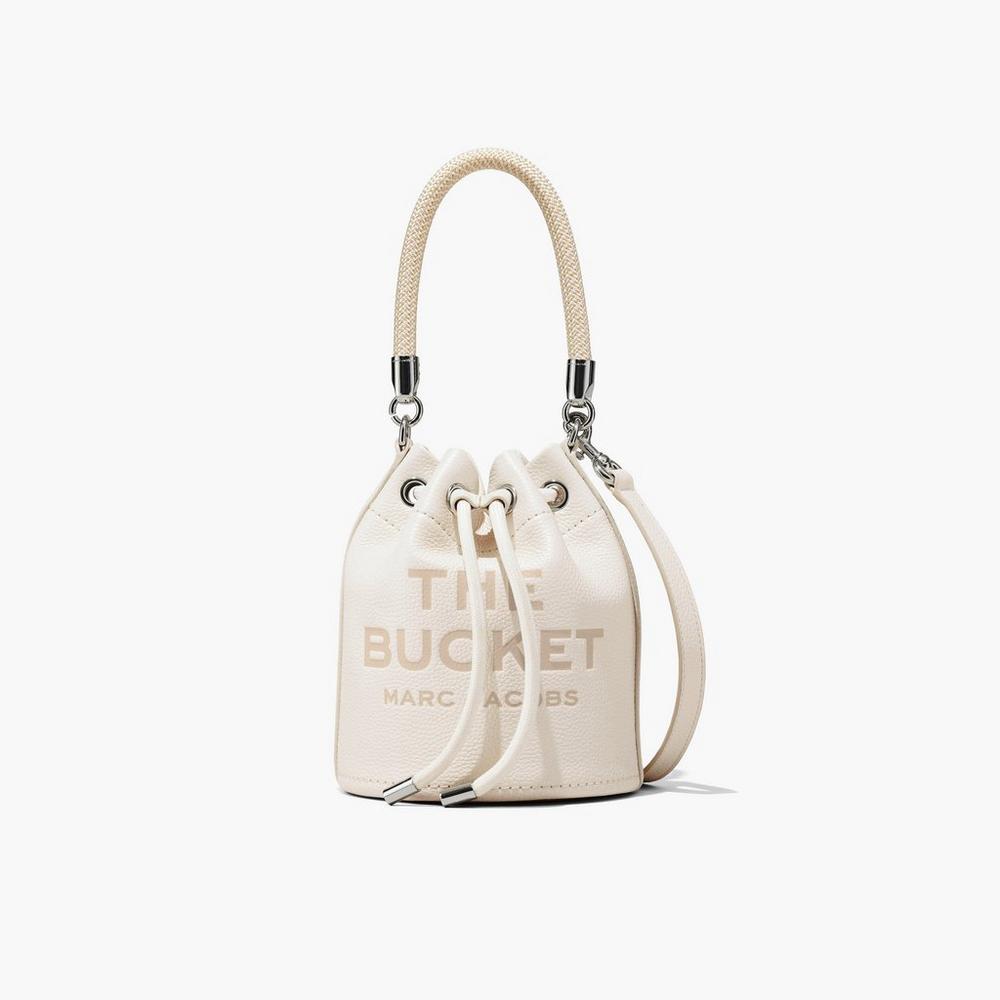 Marc Jacobs Leather Women's Bucket Bag Cotton / Silver Australia | PES-798536