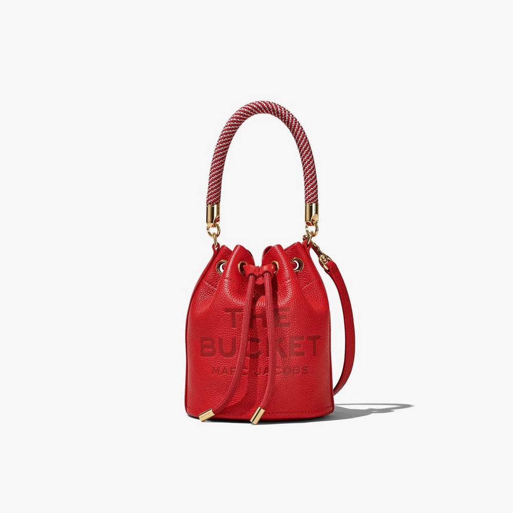 Marc Jacobs Leather Women's Bucket Bag True Red Australia | IUC-063814