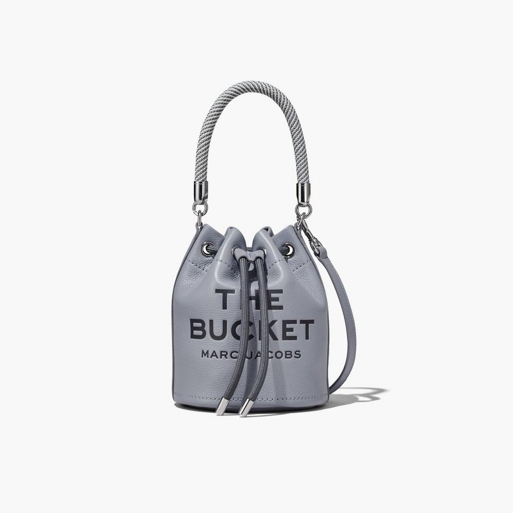 Marc Jacobs Leather Women's Bucket Bag Wolf Grey Australia | FDW-452391