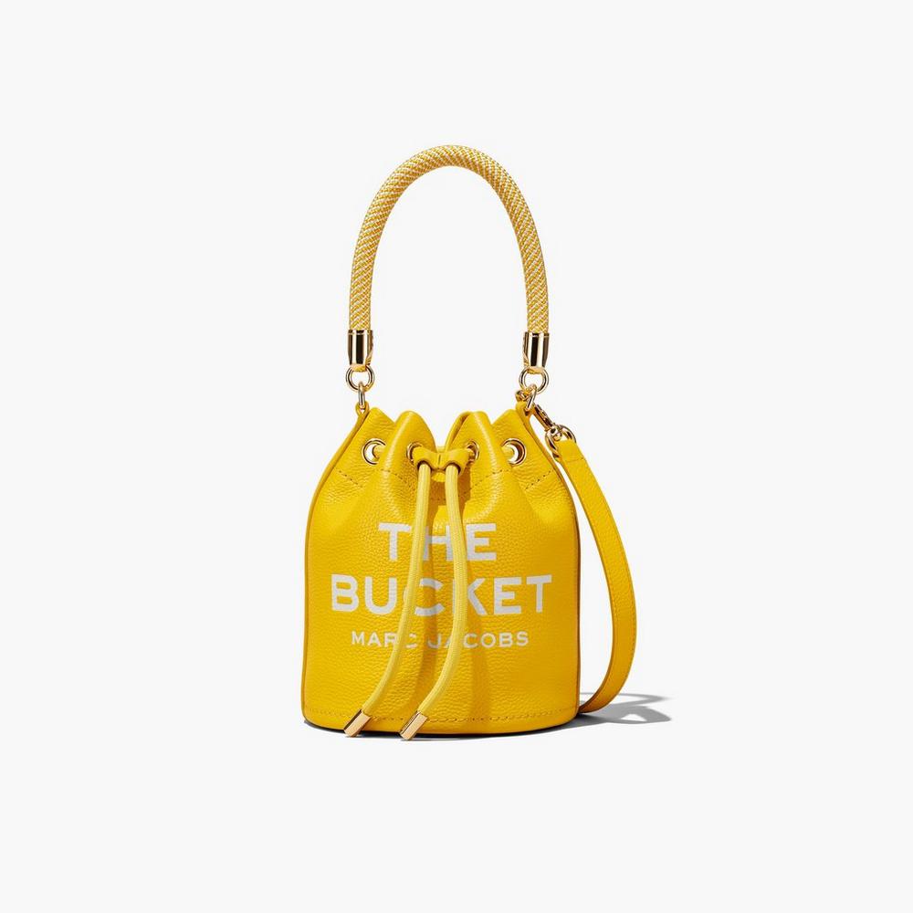 Marc Jacobs Leather Women's Bucket Bag Yellow Australia | IYK-731645