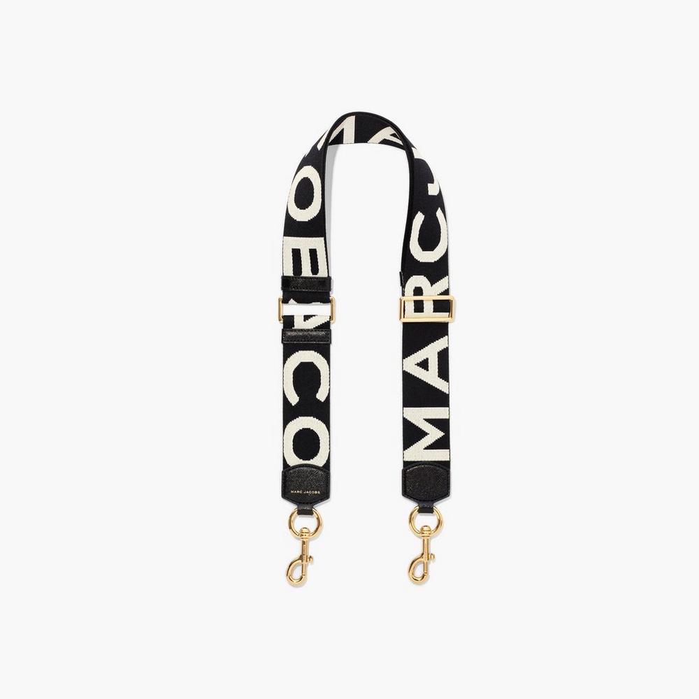 Marc Jacobs Logo Webbing Women's Strap Black / White Australia | AFK-217056