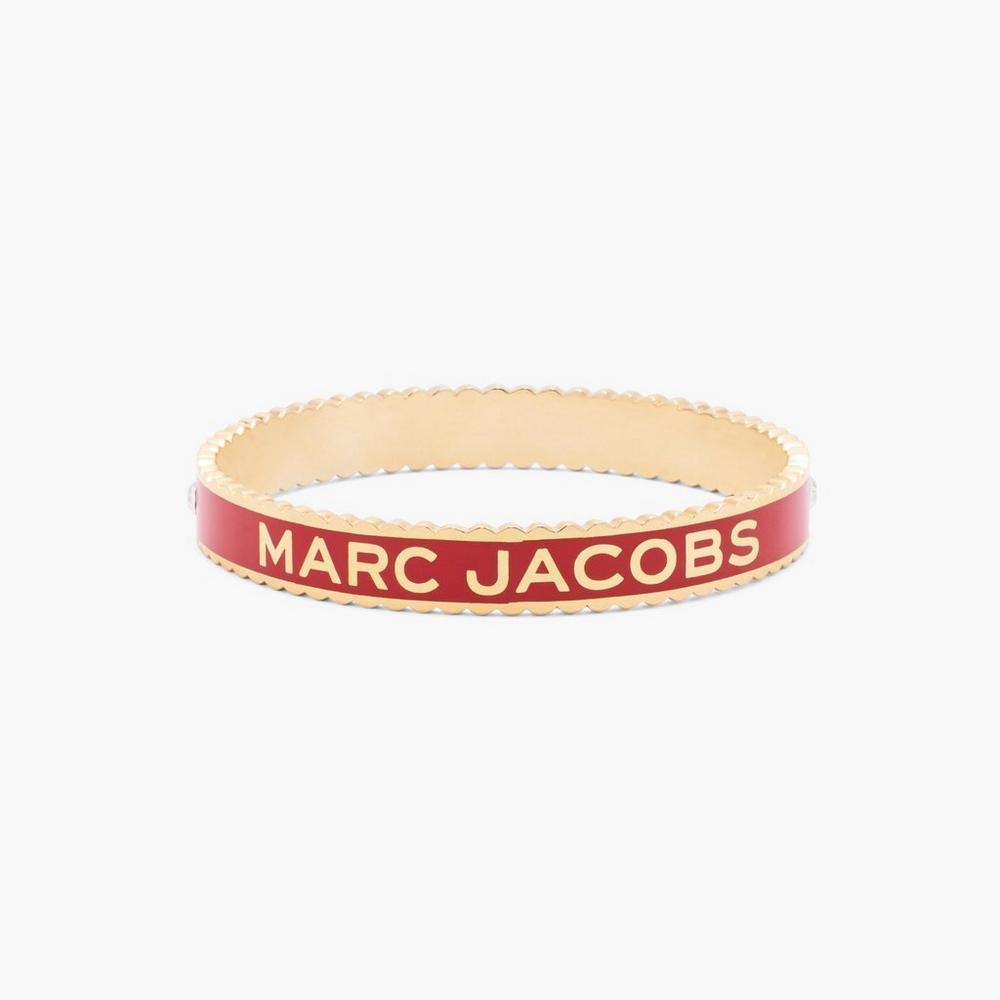 Marc Jacobs Medallion Large Women's Bangle True Red / Gold Australia | OSP-638952