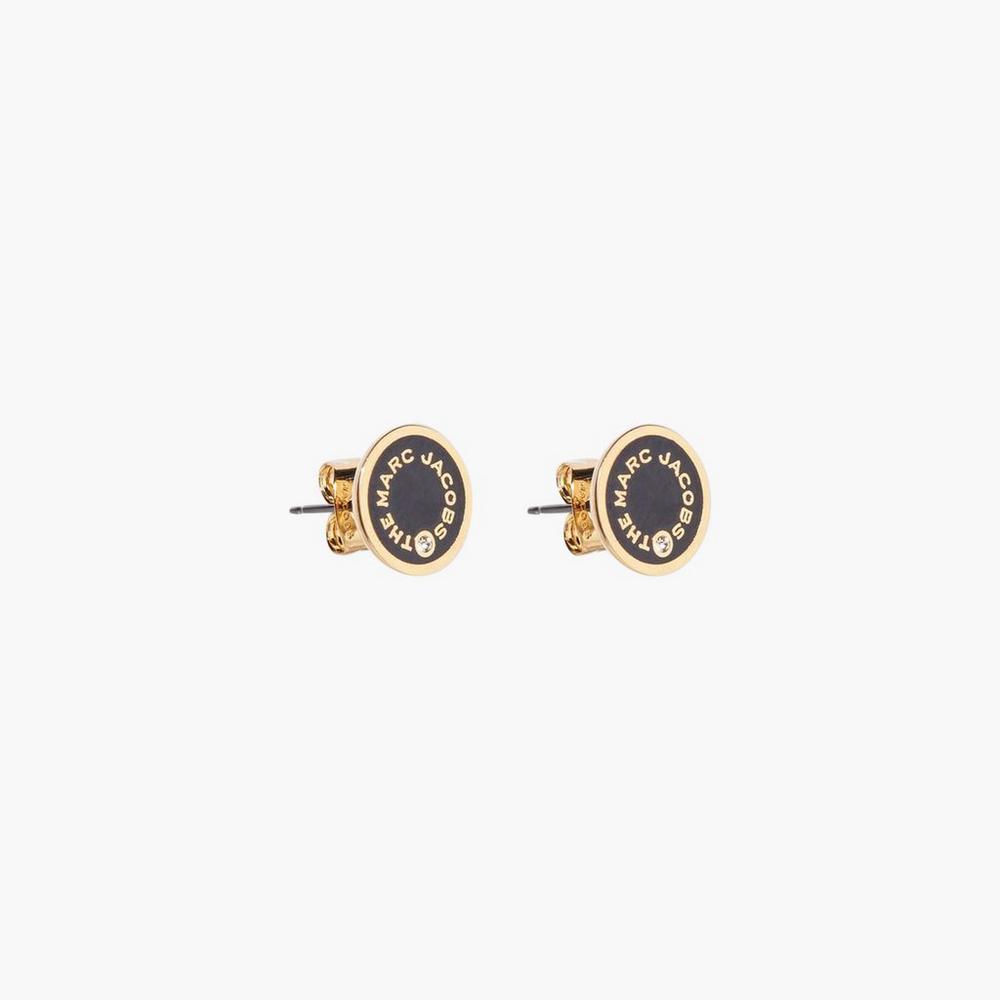 Marc Jacobs Medallion Studs Women's Earrings Black / Gold Australia | EBY-907258