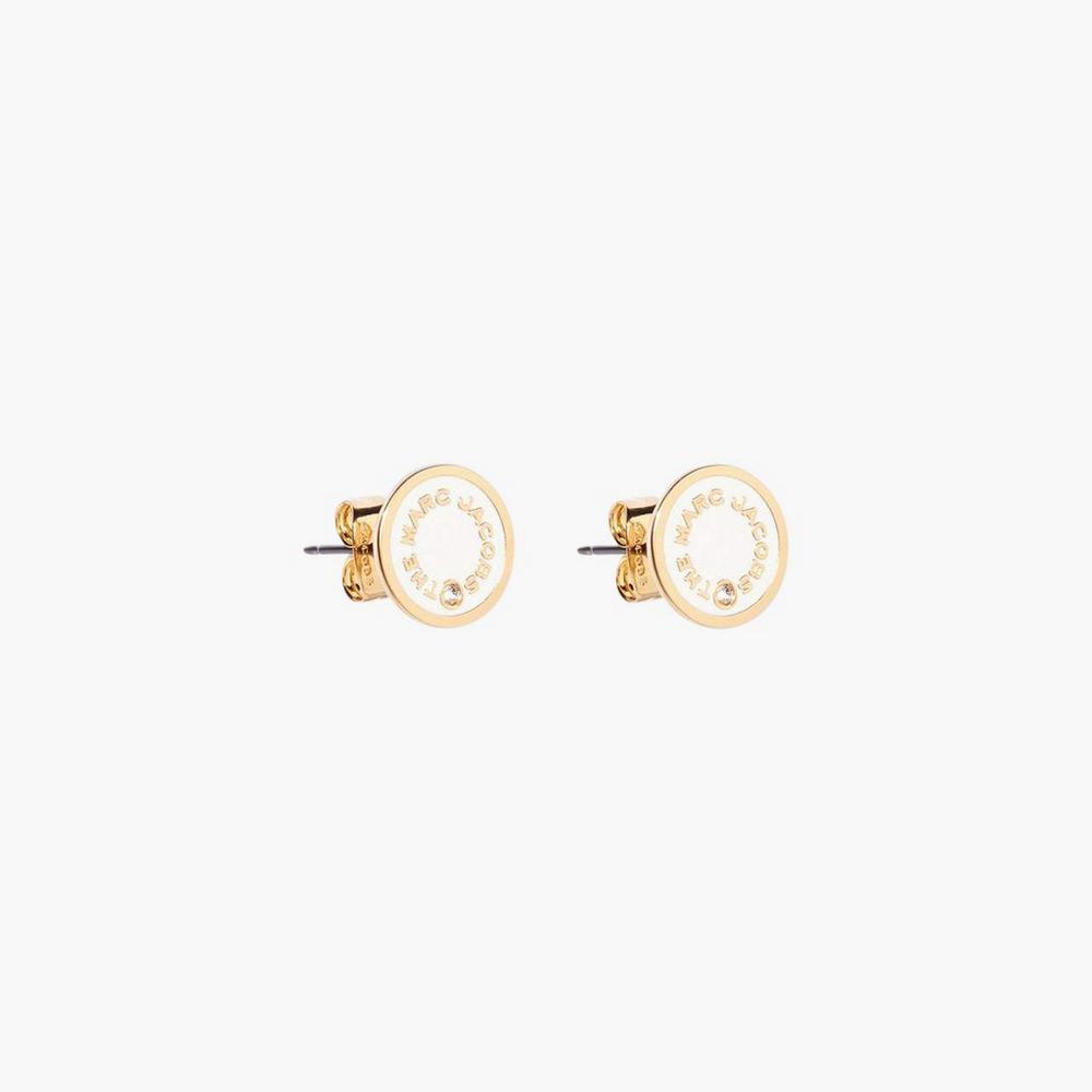 Marc Jacobs Medallion Studs Women's Earrings Cream / Gold Australia | FUO-425016