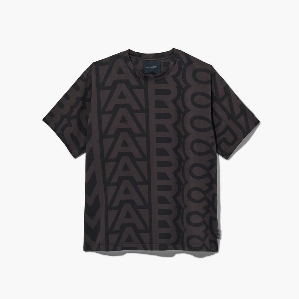 Marc Jacobs Monogram Big T-Shirt Women's T-Shirt Black / Charcoal Australia | RJF-958216