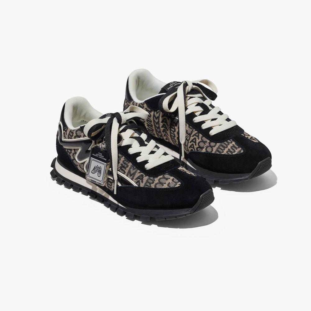 Marc Jacobs Monogram Jogger Women's Sneakers Black / White Australia | KZP-483569