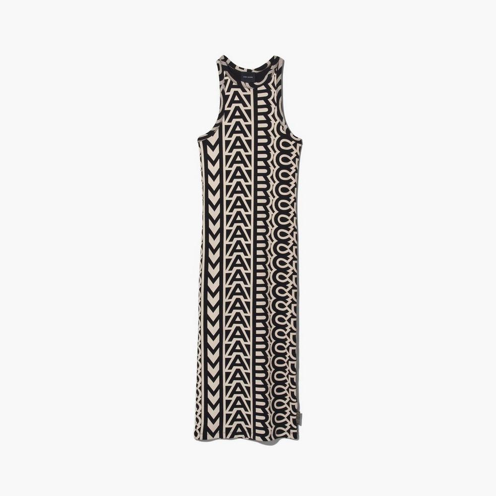 Marc Jacobs Monogram Racer Rib Women's Dress Black / Ivory Australia | UDG-129850