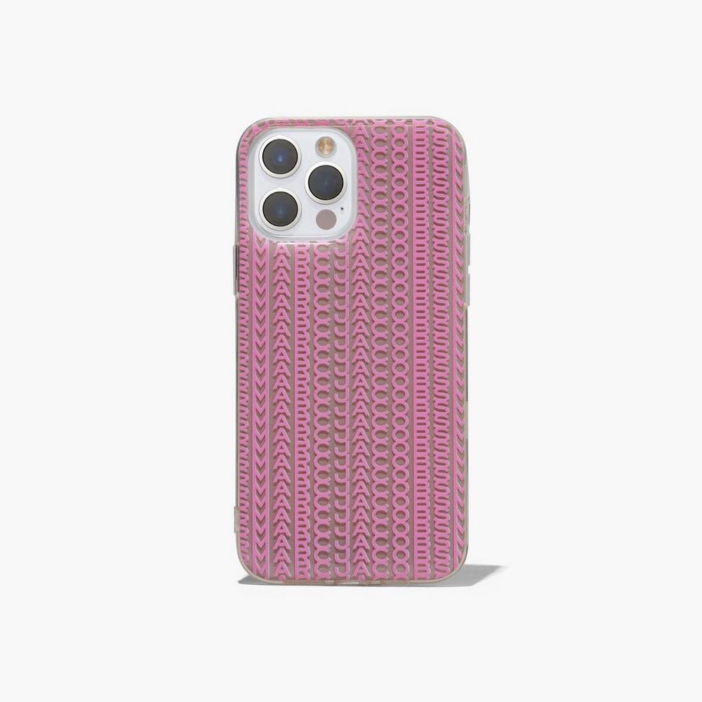 Marc Jacobs Monogram iPhone Case 14 Pro Women's Tech Taupe / Pink Australia | NLY-968721