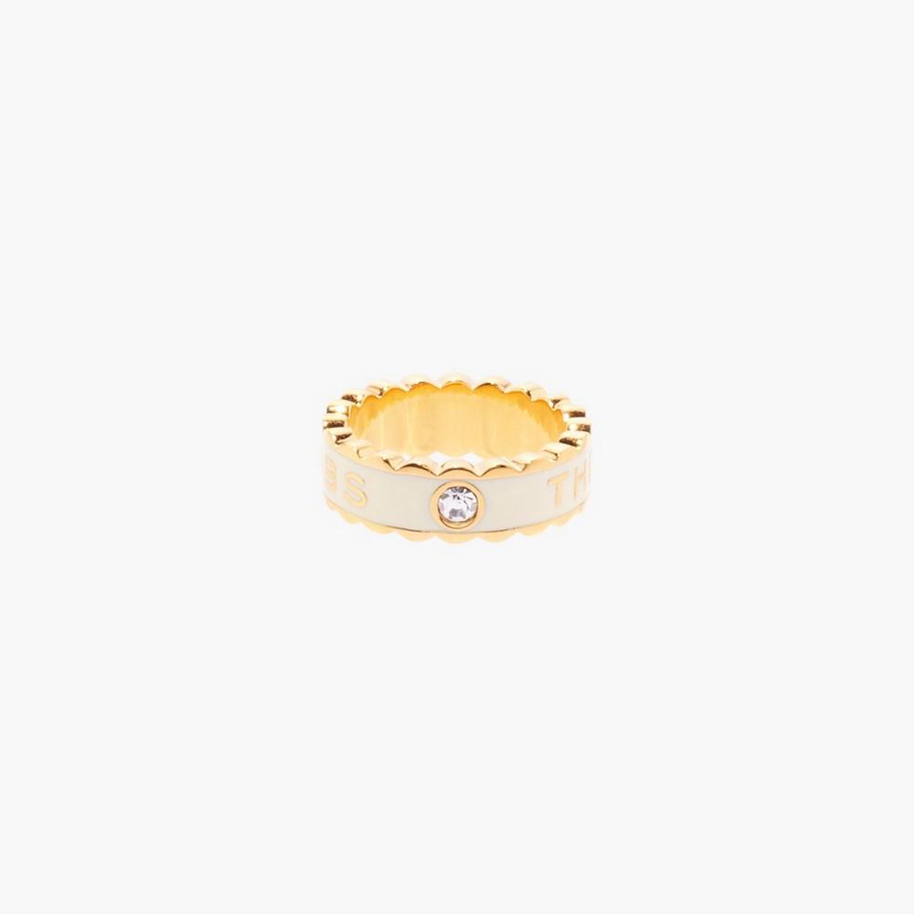 Marc Jacobs Scallop Medallion Women's Ring Cream / Gold Australia | BTE-805413