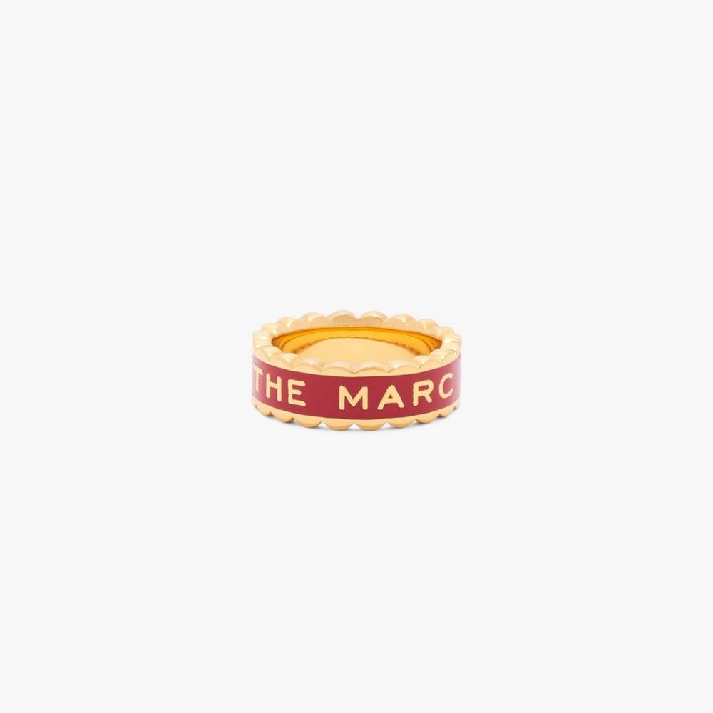 Marc Jacobs Scallop Medallion Women's Ring True Red / Gold Australia | TLU-286093