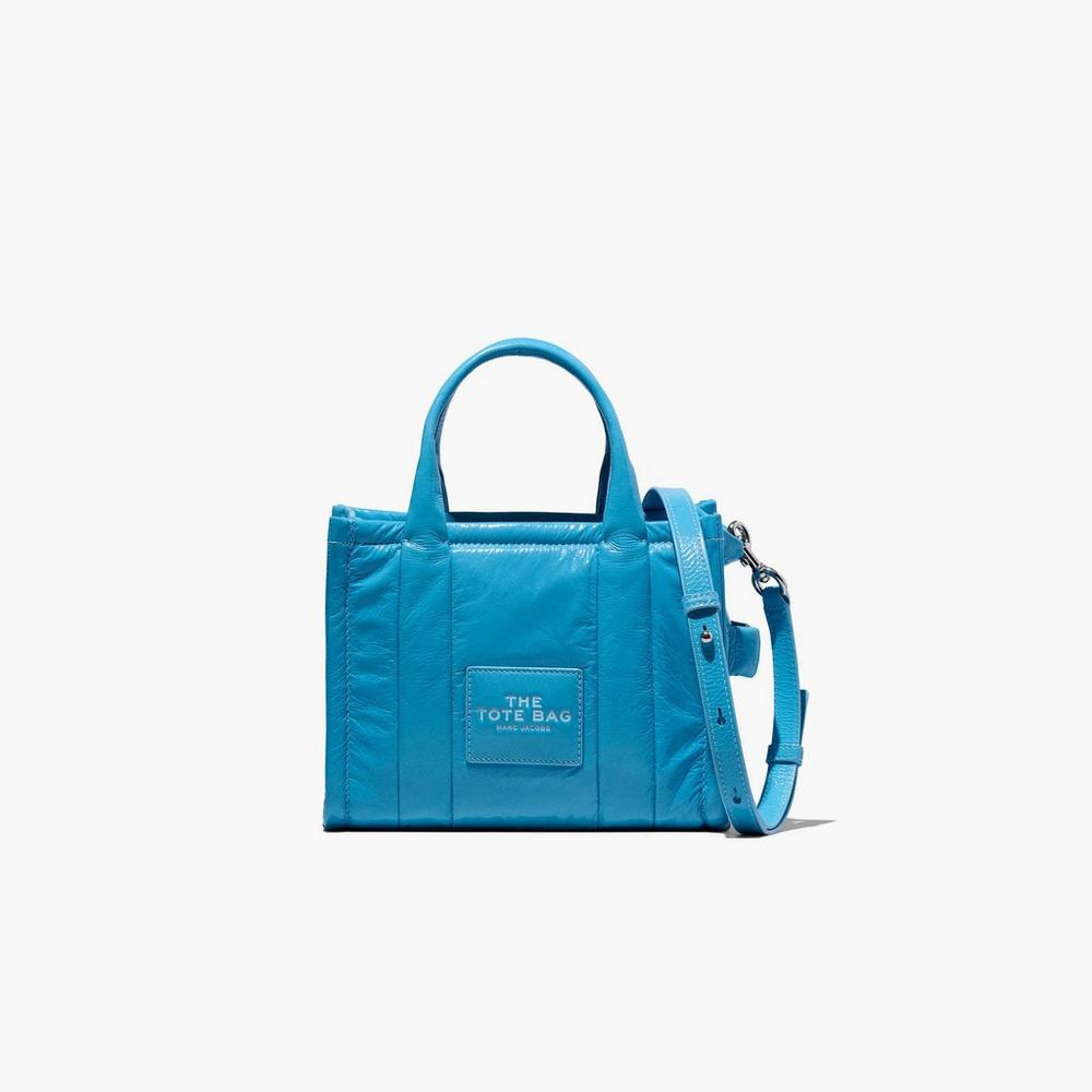 Marc Jacobs Shiny Crinkle Mini Tote Women's Tote Bag Air Blue Australia | CQU-563914