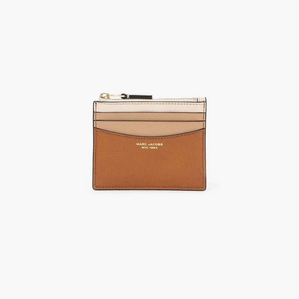 Marc Jacobs Slim 84 Colorblock Zip Women's Card Case Brown Multicolor Australia | ALE-516293