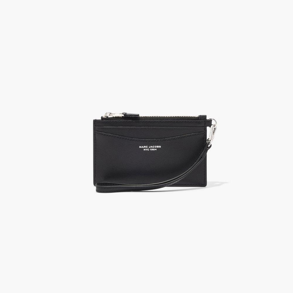 Marc Jacobs Slim 84 Top Zip Wristlet Women's Small Wallets Black Australia | OPR-613927