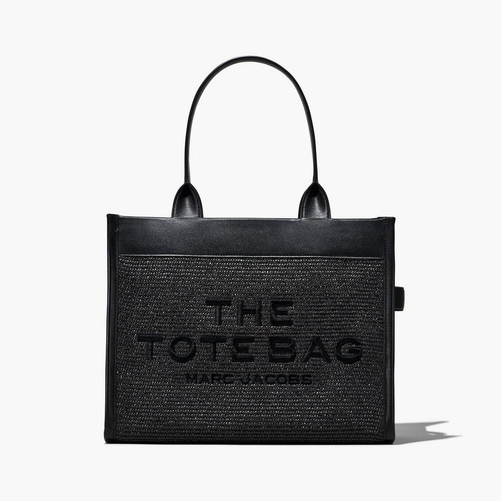 Marc Jacobs Woven DTM Large Women's Tote Bag Black Australia | WHE-387659